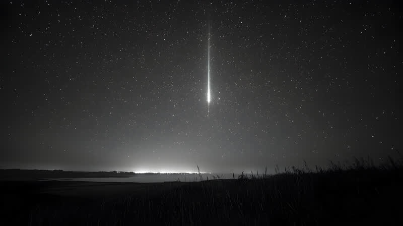 Shooting star over a dark field